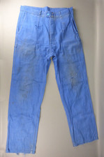 Pantalon bleu de travail en coton, atelier, usine, usure du temps, talle 44.