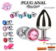 PLUG ANAL -Acier Bijoux Cristal (Rond)- Sextoy Jouet Plaisir Erotique Adultes