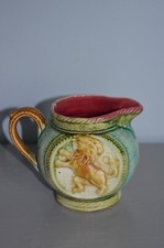 Ancien Pichet Barbotine Onnaing Polychrome Lion  N° 753 XX-ème