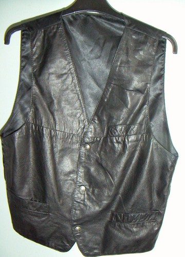 Gilet cuir noir taille l - noir,