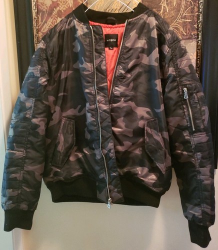 Camo military style bomber - military,