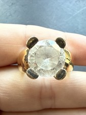 Ancienne Bague Argent Massif 925 Jonc Alliance Anneaux Créateur tank solitaire