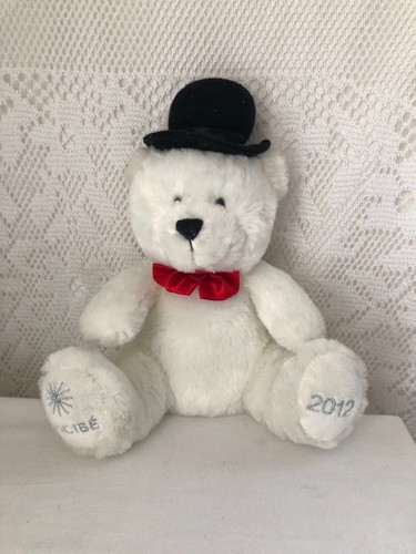 Peluche ours blanc chapeau - peluche,