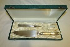 COUVERT DE SERVICE A POISSON ART-DECO MANCHES ARGENT  ANCIEN EN COFFRET