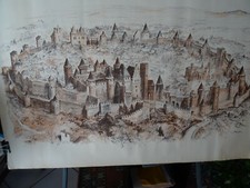 ROBIDA - Affiche Lithographique - ROBIDA -  Cité de CARCASSONNE - EO