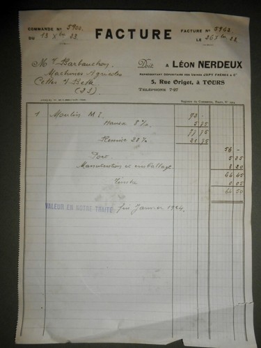 Facture ancienne léon - ancienne,