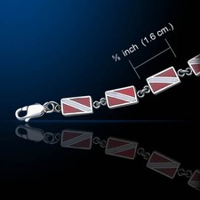 Diver Flag Sterling Silver Bracelet Charms Nautical Tropical Jewelry Gift Swim