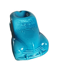 RENAULT 4CV PUB CENDRIER FAIENCE GARAGE PARIS 17ème. RAMASSE MONNAIE