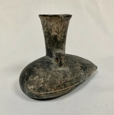 RARE VASE FUNÉRAIRE PRECOLOMBIEN INCAS (PÉROU) EN TERRE CUITE GRISE