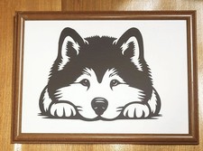 Art découpé japonais Kirie fait main - Akita Dog - coupe papier traditionnell...