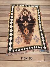 Beau Tapis Marocain Azilal Vintage Kaki Tendance Boucherouite Beni Ouarain