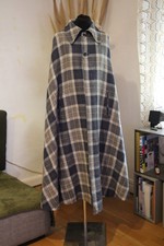Grande Cape, Poncho, Réversible 2 en 1, bleu et à carreau vintage 60'/70'