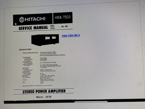 Hitachi hma 7500 service - hma-7500,