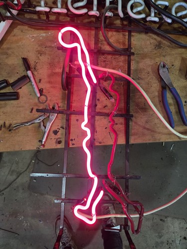 Red neon basketball player - basketball,