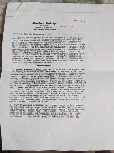 Rorschach workshops 1987 - workshops,