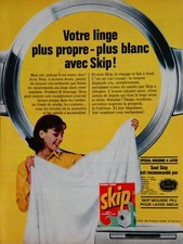 PUBLICITÉ DE PRESSE 1964 Lessive SKIP linge plus propre plus blanc avec Skip