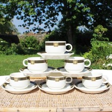 Set de 6 tasses et soucoupes bistrot en porcelaine de Villeroy & Boch / Vavro