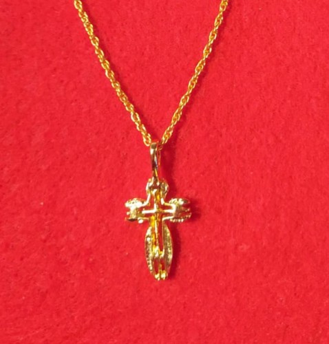 14kt plaqué croix - plaqué,