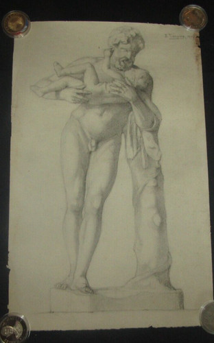 Dessin ancien homme etude - ancien,