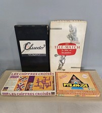 Lot de 4 Jeux de Société Vintage Cluedo Pyramide Télé-match Les Chiffres Croisés