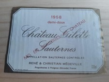 étiquette vin Chateau Gilette