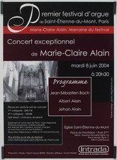 Premier festival d'orgue de Saint-Etienne-du-Mont 2004 Affiche Originale Musique