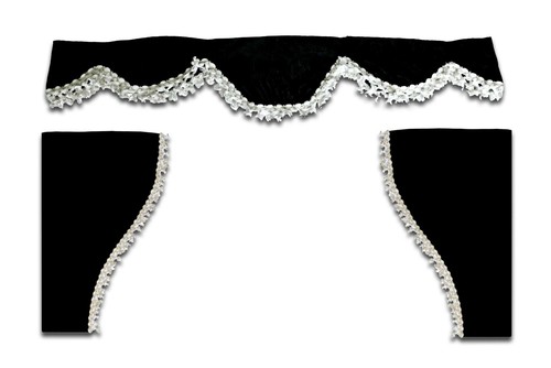 Noir peluche rideaux blanc - noir,