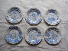 6 ANCIENNES ASSIETTES A DESSERT CREIL ET MONTEREAU décor cartes de département