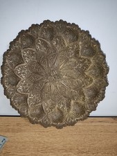 Plateau à thé Assiette oriental en cuivre ou laiton richement ornementé XXe 