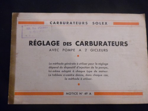 Carburateur solex réglage - –,