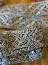 RARE DENTELLE FUSEAUX ANCIENNE - CANETILLE ARGENT - 6.50 mètres  fait main