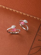 14K or Blanc Sur Rouge Rubis Diamant Clouté Tendance Minimal Orteil Anneau pour