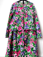 Magnifique Ensemble Vintage Japon Laine Fleur Rose Violet Vert état Neuf T34