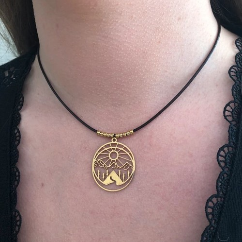 Collier cuir doré acier - -,