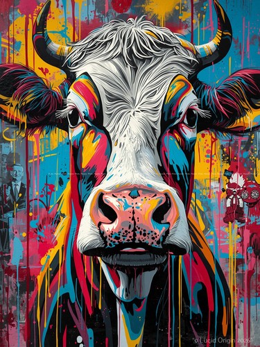 Photo vache style pop - a4, art