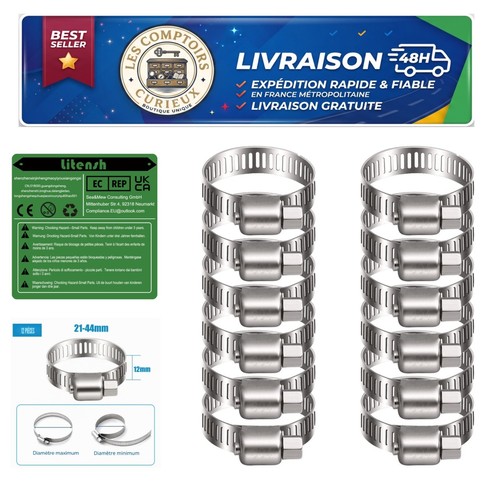 Colliers serrage inox - colliers, 21-44