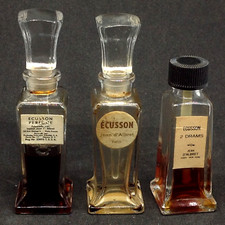 JEAN D'ALBRET ECUSSON 3 FLACONS TIGE TOUCHE OREILLE TESTEUR  PARFUMERIE 81/62mm