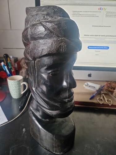 Tête homme africain bois - ,