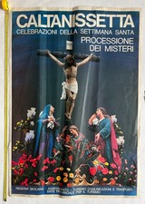 Caltanissetta settimana santa Sicily italy travel vintage poster