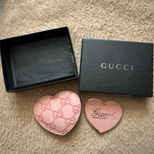 étui cuir rose gucci heart - cuir,