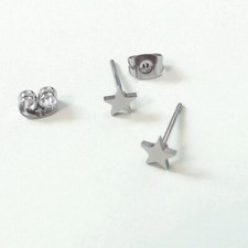 PUCES ETOILES ARGENTE 5mm BOUCLES D'OREILLES ACIER INOXYDABLE HYPOALLERGENIQUE