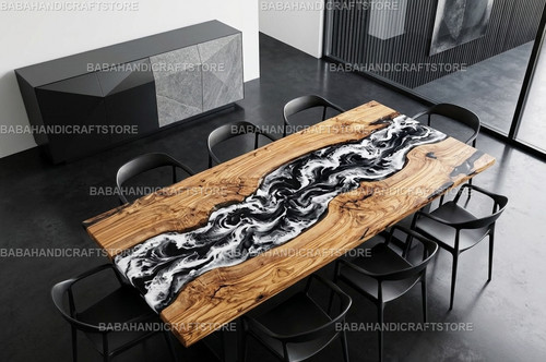 Olive wood epoxy river table - epoxy,