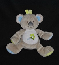 ?Doudou Koala Bleu ARTHUR ET LOLA BEBISOL Gris Blanc Fleur Vert  Peluche 25 Cm