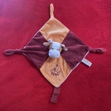 ?? Doudou RODA RODADOU Vache Orange Bordeaux Brodé Bébé Tétine État NEUF