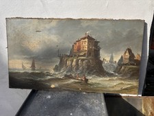 Tableau ancien Marine bateaux Gabriel Thomson  ( 1861-1939 )