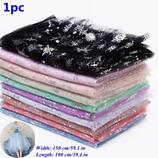 1 M Brillant Argent Flocon de Neige Tissu Maille Tulle Robe Couture Jupe Blouse