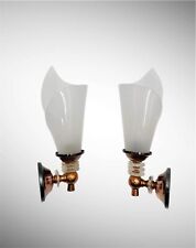 Paire d'appliques Vintage "cornet" Laiton Cuivre plexiglas 60s Arlus Lunel