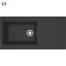 STRADOUR Evier à Encastrer en Résine 1000 x 500 mm Lierra - Grande Cuve - Noir