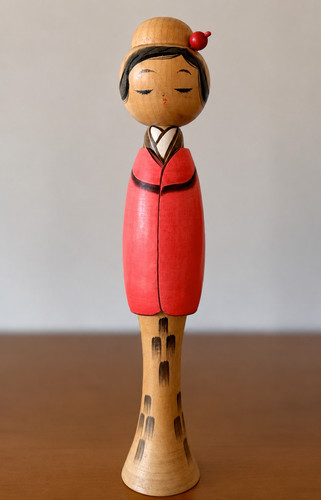 Early spring kokeshi doll - "early, spring"