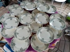 22 Assiette Plate Terre Fer Choisy Le Roi HB Cie Modèl Louis XV Floral Vert 24cm